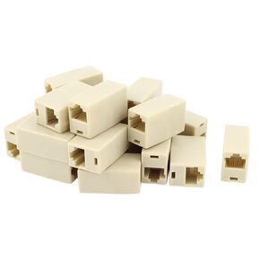 uxcell RJ45 Coupler, 20 PCS RJ45 LAN Ethernet Coupler Inline Adapter Female to Female 8 Pin for Cat5/Cat5e Ethernet Cables, Network Extender Connectors for PC Router Modem, Beige