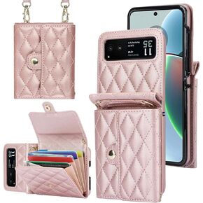 Wallet Case for Motorola Razr 2023 [Not fit Razr Plus 2023], [RFID Blocking] [Crossbody Strap] Moto Razr 2023 Wallet Case with Card Holder Women Girls Leather Case for Moto Razr 2023 Black