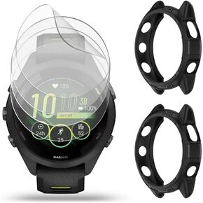 Watch Screen Protector (4+2Pack) Compatible for Garmin Forerunner 265S, Film Anti-Scratch High Definition Full Coverage and Soft TPU Protective Case