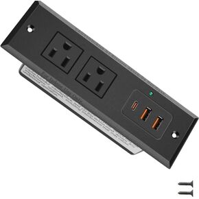 Recessed Power Strip with PD 20W USB C Plug in 2 Outlets & 2 USB-A Ports &1 USB-C Port,Hidden Power Strip Built in Sofa Table Cabinet Nightstand Couch