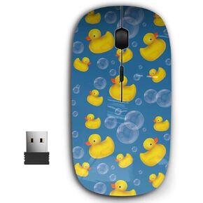 2.4G Ergonomic Portable USB Wireless Mouse for PC, Laptop, Computer, Notebook with Nano Receiver (Rubber Duck Soap Bubble On)