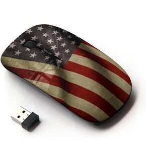 Waving Flag American USA United States Ergonomic Wireless Mouse with Nano Receiver