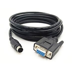 8P Mini Din Male to Female DB9 RS232 PLC Programming Cable 10Ft