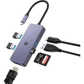 7 in 1 USB C Adapter, USB C Hub, with 4K HDMI Dual Display, 100W Type C PD, USB 3.0 5Gbps, SD/TF, USB C to HDMI Multiport Dongle for Laptop, XPS, Surface