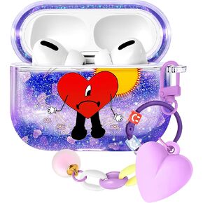 Besoar for Airpod Pro/Pro 2nd Generation Case Bling Glitter Liquid Quicksand Cute Cartoon Kawaii with Keychain for Apple AirPod Cases Sparkly Covers for Girls Women Kids Covers for Air Pods Pro Ice