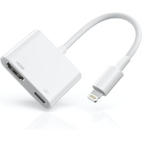 Lightning to HDMI Adapter for iPhone [MFi Certified] Digital AV Video & Audio Dongle,1080P Sync Screen Cable with Lightning Charging Port Compatible with iPhone, iPad to HDTV/Projector/Monitor