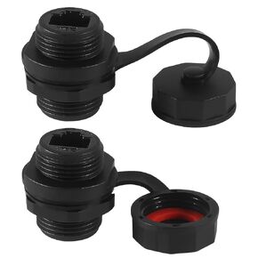 2PCS Waterproof RJ45 Ethernet LAN Cable Connector, CAT6/CAT5E/CAT5 Outdoor Shielded Industrial Panel Mounting with Waterproof/Dust Cap