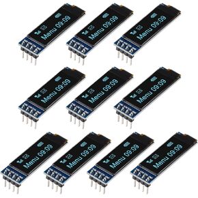10 Pieces I2C Display Module 0.91 Inch I2C OLED Display Module I2C OLED Screen Driver DC 3.3V~5V 4PINS for Arduino ESP32 ESP8266 AVR PIC STM32 for Raspberry pi (Blue Color)