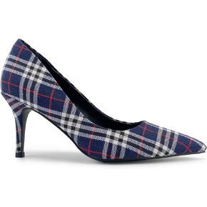 Scotland Genuine Leather Stiletto Heels Pumps with Tartan Pattern Classic Design