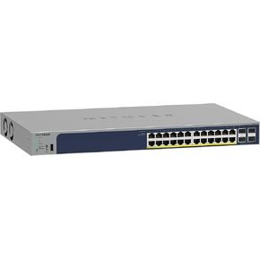 NETGEAR 28-Port PoE Gigabit Ethernet Smart Switch (GS728TP) - Managed, Optional Insight Cloud Management, 24 x PoE+ @ 190W, 4 x 1G SFP, Desktop or Rackmount, and Limited Lifetime Protection