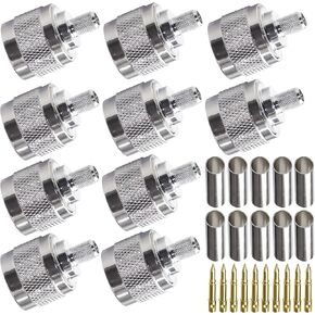 TUOLNK N Male Crimp Connector N Type Plug Adapter for RG316 RG178 Low Loss High Frequency RF Coaxial Connector Pack of 10