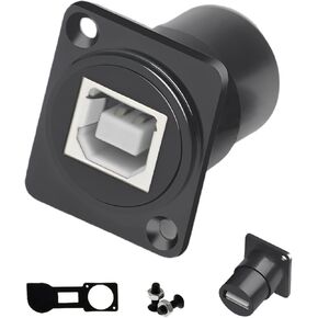 USB B to A Panel Mount Adapter - D-Type USB Type B to A Conversion Connector for Printers & Scanners, Compatible with HP, Canon, Dell, Epson, Lexmark, Xerox & More