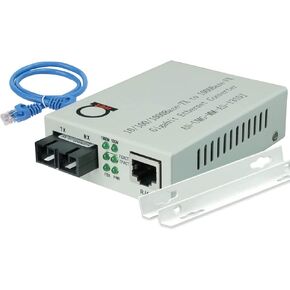 Multimode Gigabit Fiber Media Converter - Built-In Fiber Module 2 km (1.24 miles) SC – to UTP Cat5e Cat6 10/100/1000 RJ-45 – Auto Sensing Gigabit or Fast Ethernet Speed - Jumbo Frame - LLF Support