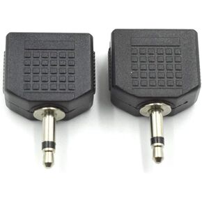 3.5mm Mono Male to Dual 3.5mm Female Mono Audio Y Splitter Microphone Converter Headphone Adapter Connector - (2 Pcs)