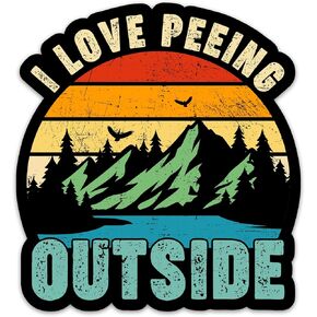 3PCs I Love Peeing Outside Sticker, Funny Outdoor Hiking Camping Sticker, Climbing Vinyl Waterproof Adventure Stickers for Laptop Water Bottle Tumbler Hydroflask Decals Gifts Decor (3 Inches)