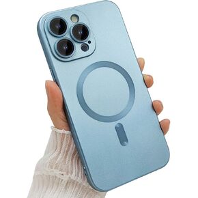 Magnetic case for iPhone 13 Pro Max Phone Case for Women, Matte Luxury Soft Metallic Luster Design with Camera Lens Protector, Compatible with Magsafe Case for iPhone 13 Pro Max 6.7"-Pink