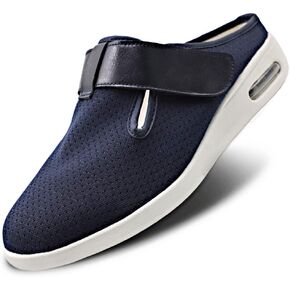 Orthoshoes Women Diabetic Slip on Flat Slide Sandals Adjustable Edema Slide Shoes, Extra Wide Memory Foam Slippers Easy On/Off for Elderly Swollen Bandaged Feet Indoor/Outdoor