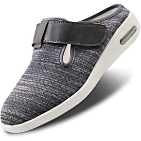 Orthoshoes Women Diabetic Slip on Flat Slide Sandals Adjustable Edema Slide Shoes, Extra Wide Memory Foam Slippers Easy On/Off for Elderly Swollen Bandaged Feet Indoor/Outdoor