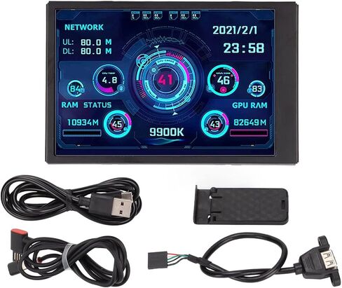 2.1 inch IPS Mini Round Screen, AIDA64 PC CPU RAM HDD Data Monitor, USB Screen Liquid Cooler Watercooler Screen 480x480 Dimmable, 128MB, for Desktop Chassis in Saudi Arabia