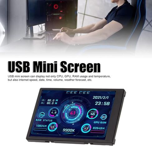 شاشة صغيرة 3.5 بوصة IPS USB، عرض درجة حرارة الكمبيوتر AIDA64 PC CPU مراقبة بيانات لوحة الاستشعار، درجة حرارة الكمبيوتر الشخصي in Saudi Arabia