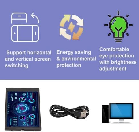 2.1 inch IPS Mini Round Screen, AIDA64 PC CPU RAM HDD Data Monitor, USB Screen Liquid Cooler Watercooler Screen 480x480 Dimmable, 128MB, for Desktop Chassis in Saudi Arabia