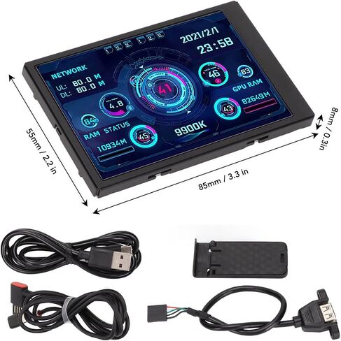 2.1 inch IPS Mini Round Screen, AIDA64 PC CPU RAM HDD Data Monitor, USB Screen Liquid Cooler Watercooler Screen 480x480 Dimmable, 128MB, for Desktop Chassis in Saudi Arabia