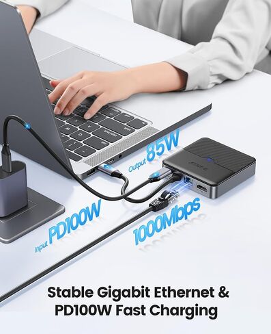 USB C Hub, ORICO 8 in 1 USB C Docking Station with 4K@60Hz HDMI, 1000M Ethernet, 100W PD Charging, SD/TF Card Reader, 3 USB Port, Type C Multiport Adapter for MacBook Pro iPad Lenovo Dell Hp Laptop in Saudi Arabia