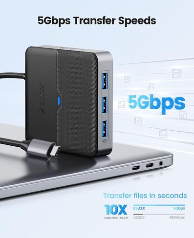 USB C Hub, ORICO 8 in 1 USB C Docking Station with 4K@60Hz HDMI, 1000M Ethernet, 100W PD Charging, SD/TF Card Reader, 3 USB Port, Type C Multiport Adapter for MacBook Pro iPad Lenovo Dell Hp Laptop in Saudi Arabia