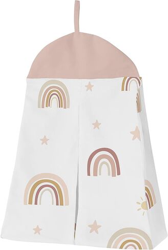 مجموعة مفروشات سرير الأطفال من Sweet Jojo Designs Boho Rainbow Girl لحضانة الأطفال الرضع قابلة للتنفس، بطانية شبكية قابلة للتنفس، تنورة ملاءة 6 قطع وردي أحمر الخدود أصفر بوهيمي محايد عتيق البنفسجي نجوم الشمس in Saudi Arabia