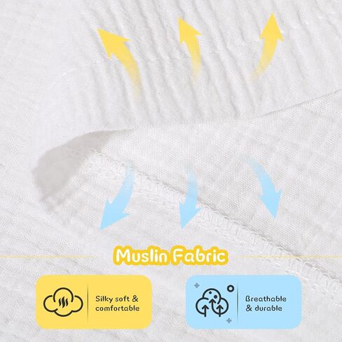 12 Pcs Daycare Cot Sheets for Toddlers Preschool, Standard Size 23" x 51" Crib Bedding Nap Mat, Muslin Soft Breathable Fabric White Sleeping Pads Fitted for Kids Baby Boys Girls in Kuwait