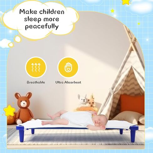 12 Pcs Daycare Cot Sheets for Toddlers Preschool, Standard Size 23" x 51" Crib Bedding Nap Mat, Muslin Soft Breathable Fabric White Sleeping Pads Fitted for Kids Baby Boys Girls in Kuwait
