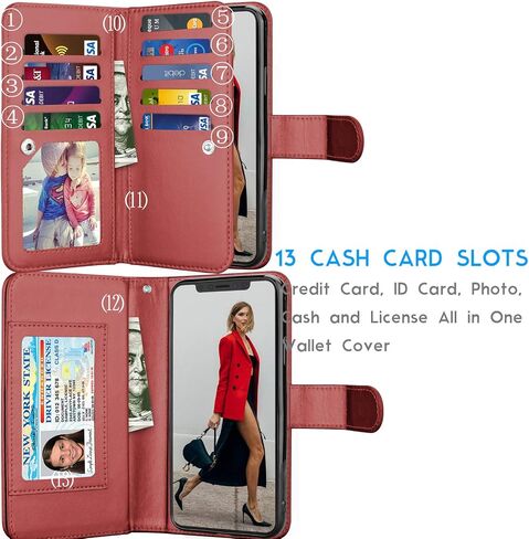 Tekcoo Wallet Case for iPhone 11 Pro / iPhone11 Pro (5.8 inch) 2019 Luxury ID Cash Credit Card Slots Holder Carrying Pouch Folio Flip PU Leather Cover [Detachable Magnetic Hard Case] Lanyard - Black in Saudi Arabia