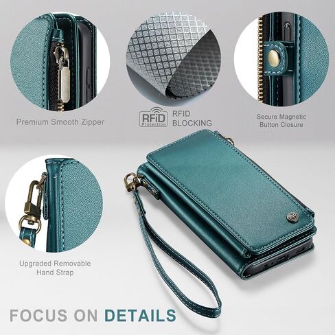 Defencase Compatible with Galaxy A25 5G Case Wallet with RFID Blocking Card Holder for Women Men, PU Leather Magnetic Snap Flip Zipper Strap Wallet Phone Case Fit for Samsung Galaxy A25 5G, Black in Saudi Arabia