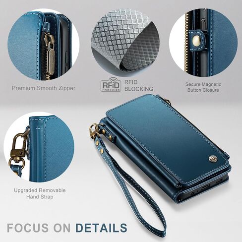 Defencase Compatible with Galaxy A25 5G Case Wallet with RFID Blocking Card Holder for Women Men, PU Leather Magnetic Snap Flip Zipper Strap Wallet Phone Case Fit for Samsung Galaxy A25 5G, Black in Saudi Arabia