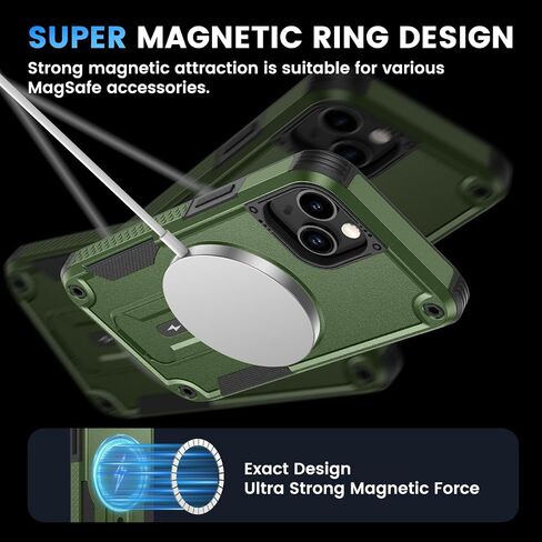 Caka for iPhone 13 / iPhone 14 Case with [Invisible Kickstand] [Compatible with MagSafe], iPhone 13 Case with HD Screen Protector Military Grade Drop Protection Case for iPhone 14 6.1 inch Black in Saudi Arabia
