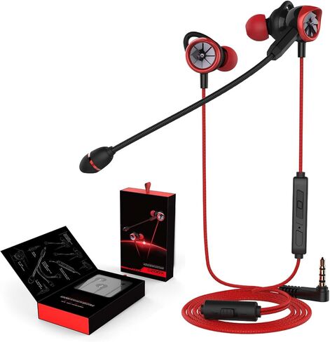 سماعة رأس للألعاب المحمولة داخل الأذن، ميكروفون مزدوج مع ميكروفون قابل للفصل، سماعات أذن باس للألعاب، صوت جهير استريو بخاصية إلغاء الضوضاء، سماعات بتصميم مريح للتعليق للجوال in Kuwait