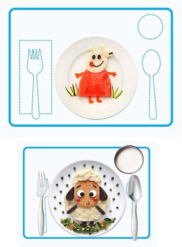 Silicone Placemat for Toddlers, Set of 3 Dining Table Mats with Dinnerware Positioning for Kids Meal Education, Non-Slip, Portable, Easy to Clean in Saudi Arabia