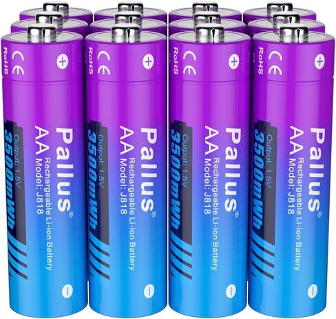 Pallus Rechargeable Lithium AA Batteries, 2 Pack 1.5V Double A Lithium-Ion Batteries for Blink Camera, Home Office Device, 3500mWh High Capacity, Super Long Lasting, Over Cycle 1600, Constant Output in Saudi Arabia