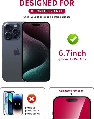 عبوتان من واقي شاشة الخصوصية لهاتف iPhone 15 Pro Max [9H+ صلابة] زجاج مقسى وردي مقاس 6.7 بوصة موفر خاص مضاد للضوء الأزرق ومضاد للخدش وتغطية كاملة ومضاد للفقاعات in Saudi Arabia