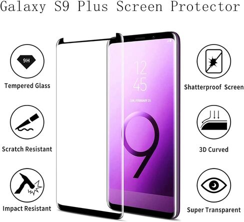 Galaxy S9 Plus Screen Protector, 3 Pack Galaxy S9 Plus Tempered Glass Screen Protector, Easy Installation, 9H Hardness Tempered Glass Screen Protector for Samsung Galaxy S9+ Plus 【3 Pack】 in Saudi Arabia