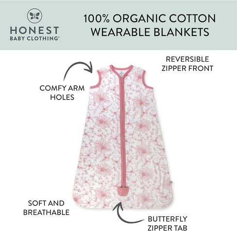 HonestBaby Baby Standard Wearable Blankets Sleeping Bags Swaddle Transition 100% Organic Cotton for Infant Boys, Girls, Unisex, Sage, Small in Saudi Arabia