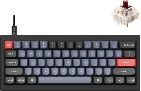 Keychron Q4 Wired Custom Mechanical Keyboard, 60% Layout QMK/VIA Programmable Macro with Hot-swappable Gateron G Pro Red Switch Double Gasket Compatible with Mac Windows Linux (Black) in Saudi Arabia