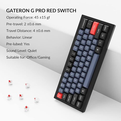 Keychron Q4 Wired Custom Mechanical Keyboard, 60% Layout QMK/VIA Programmable Macro with Hot-swappable Gateron G Pro Red Switch Double Gasket Compatible with Mac Windows Linux (Black) in Saudi Arabia