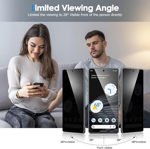 LYWHL [عبوة من عبوتين + 2] لواقي شاشة الخصوصية Google Pixel 7 مع واقي عدسة الكاميرا، طبقة صلابة 9H من الزجاج المقسى المضاد للتجسس والخدش لهاتف Pixel 7 6.3 بوصة [لا تدعم فتح بصمة الإصبع] in Kuwait