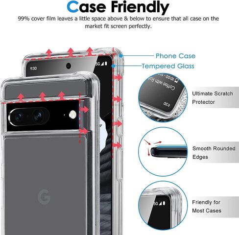 LYWHL [عبوة من عبوتين + 2] لواقي شاشة الخصوصية Google Pixel 7 مع واقي عدسة الكاميرا، طبقة صلابة 9H من الزجاج المقسى المضاد للتجسس والخدش لهاتف Pixel 7 6.3 بوصة [لا تدعم فتح بصمة الإصبع] in Kuwait