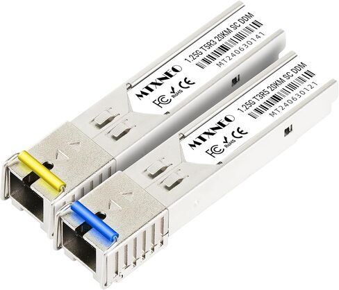 زوج واحد من جهاز إرسال واستقبال 1.25G SFP WDM SC Bidi 1000Base-BIDI SingleMode Simplex Fiber Module SMF 1310nm/15500nm DDM حتى 20 كم لـ Cisco GLC-BX-D، Ubiquiti UniFi UF-SM-1G-S، Mikrotik والمزيد in Kuwait