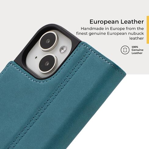 Snakehive Leather Wallet for iPhone 15 - Real Leather Wallet Phone Case - Genuine Leather with Viewing Stand and 3 Card Holder - Flip Folio Cover with Card Slot (Teal) in Saudi Arabia