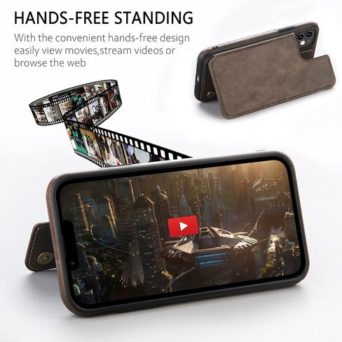 Design for iPhone 12 & iPhone 12 Pro Wallet Case with Card Holder Luxury Leather Kickstand Card Slots Double Magnetic Clasp Shockproof Cover 2020 6.1 Inch (Dark Brown) in Saudi Arabia