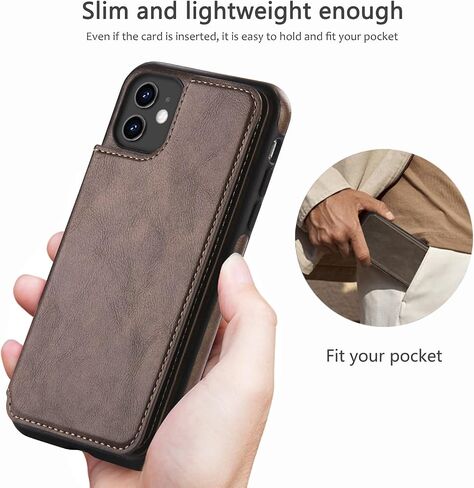 Design for iPhone 12 & iPhone 12 Pro Wallet Case with Card Holder Luxury Leather Kickstand Card Slots Double Magnetic Clasp Shockproof Cover 2020 6.1 Inch (Dark Brown) in Saudi Arabia
