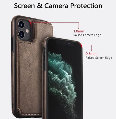 Design for iPhone 12 & iPhone 12 Pro Wallet Case with Card Holder Luxury Leather Kickstand Card Slots Double Magnetic Clasp Shockproof Cover 2020 6.1 Inch (Dark Brown) in Saudi Arabia
